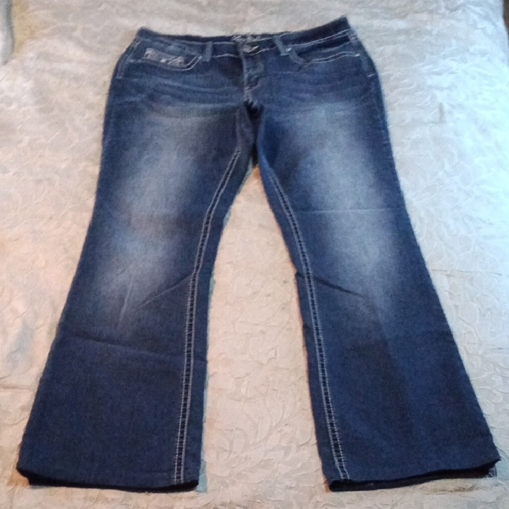 Love Indigo Dark Blue Flare Jeans